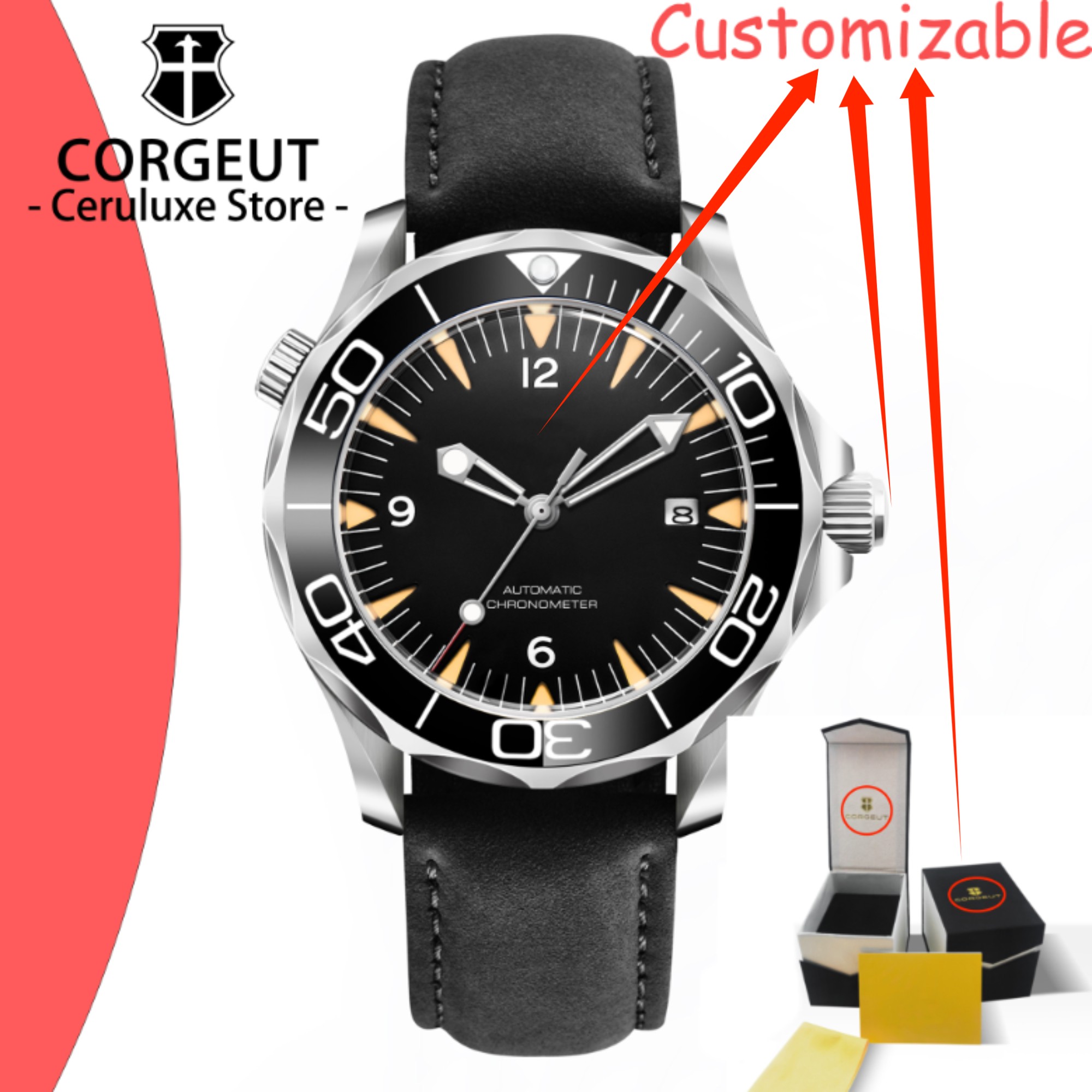 Luxury Watch Logos - CUSTOM Logo Sapphire Glass Automatic Mechanical