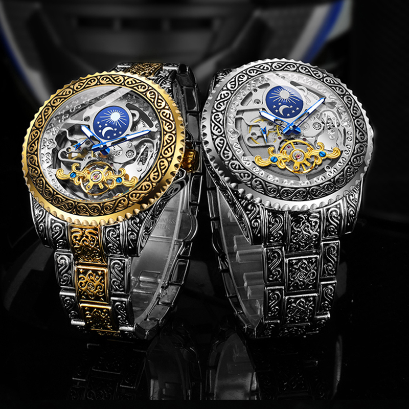 Forsining Luxury Transparent S - Moonphase Complication Watch 评论和价格