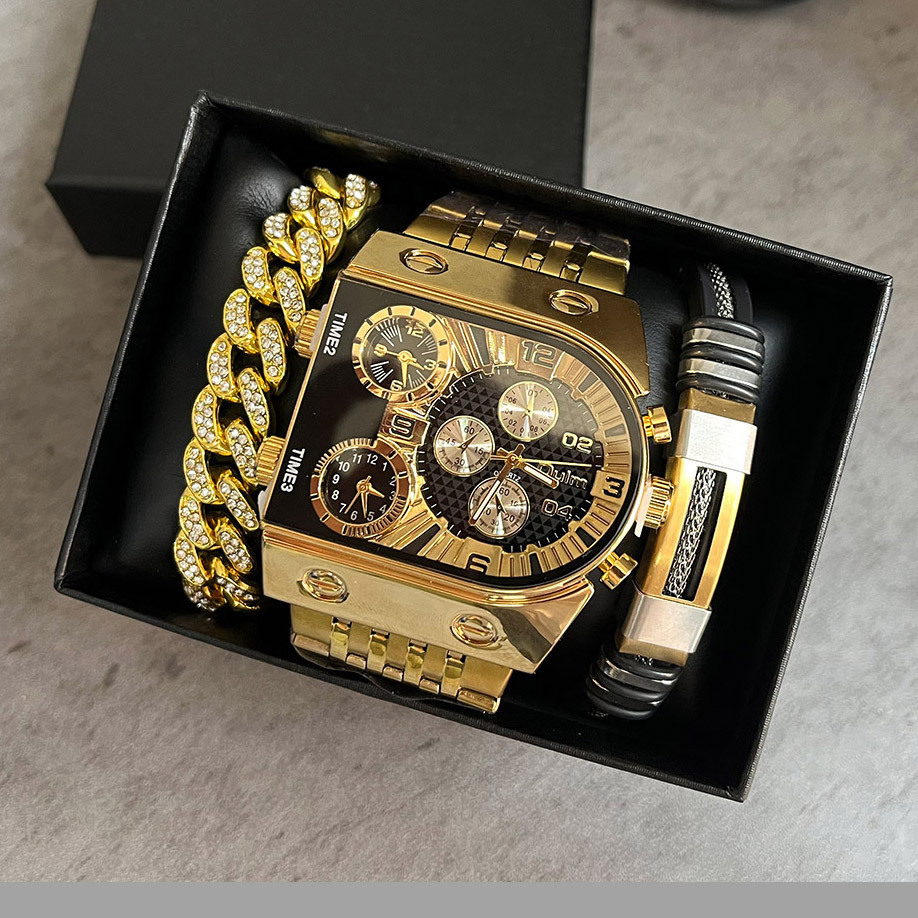 Men's luxury rectangular gold  - Luxury Watch Face 评论和价格