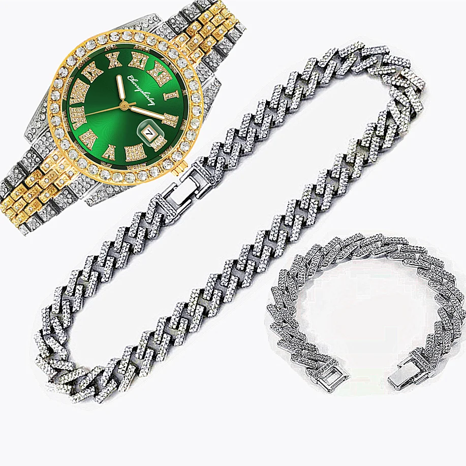 3pcs Luxury Iced Out Watch for - Luxury Watch Miami 评论和价格