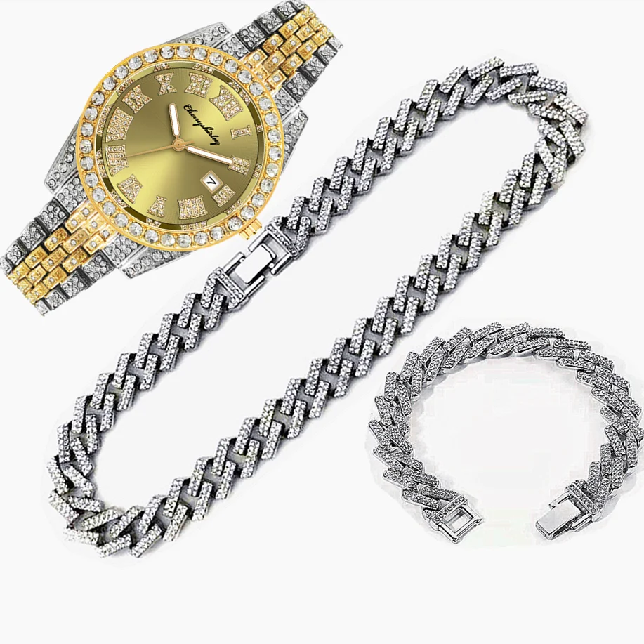 3pcs Luxury Iced Out Watch for - Luxury Watch Miami 评论和价格