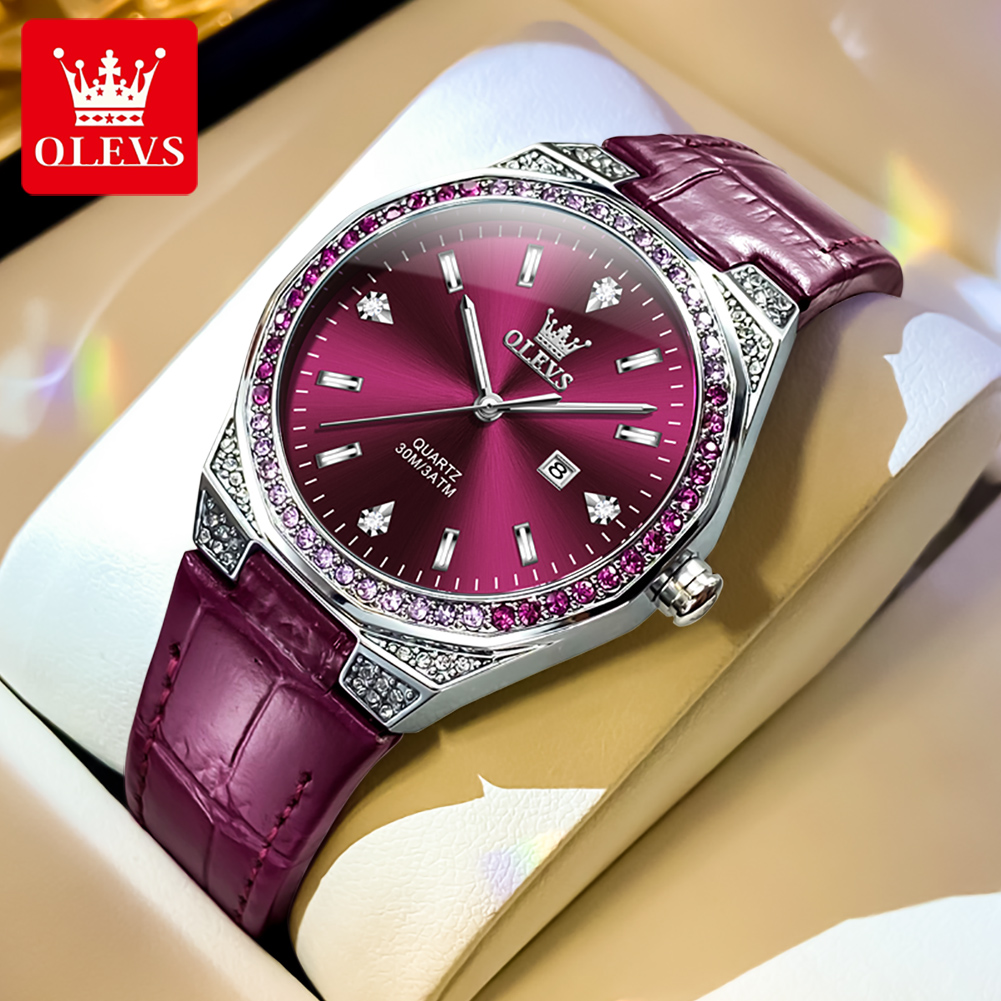 OLEVS Original Women's Watches - Luxury Watch With Leather Strap 评论和价格