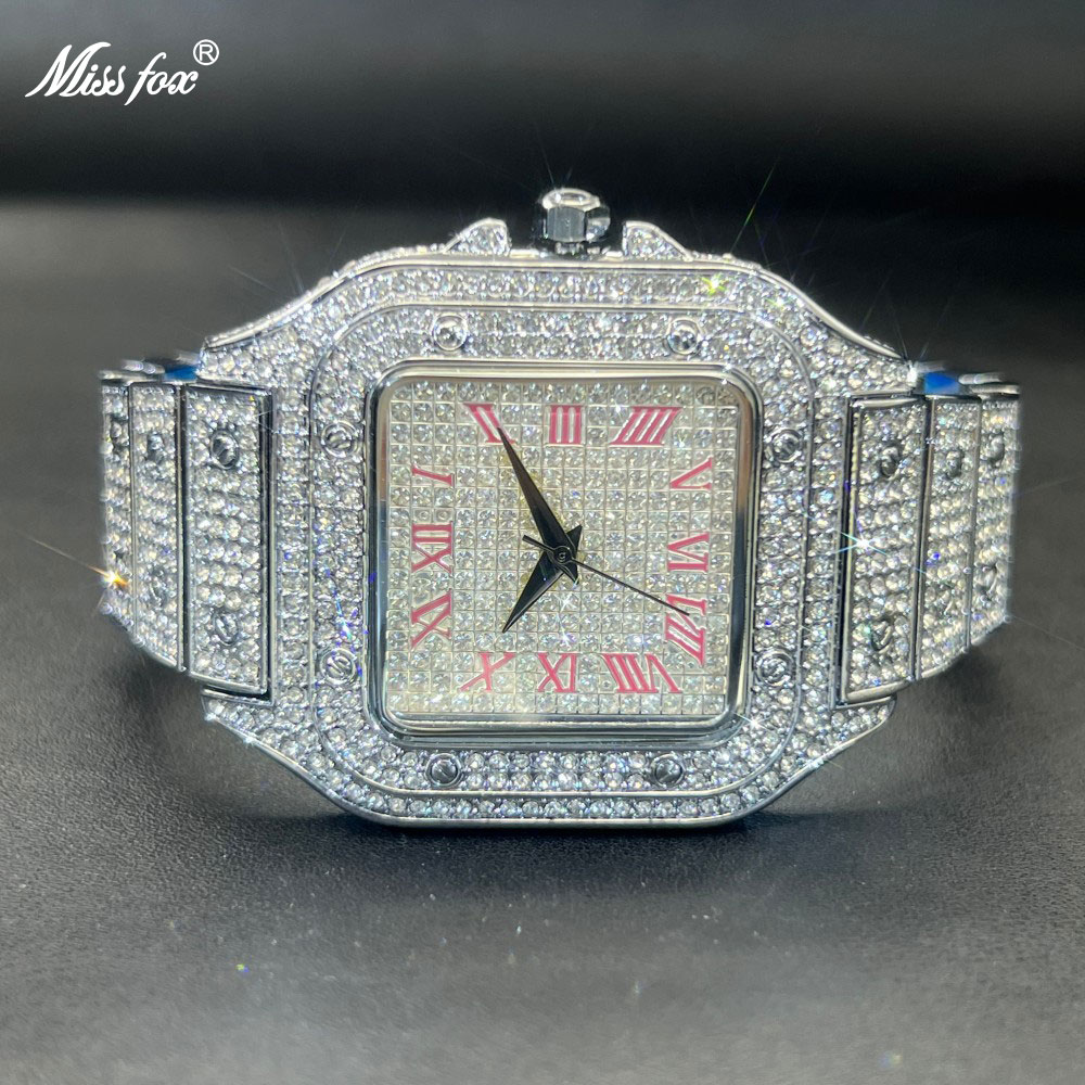 MISSFOX Iced Out Men Watch Squ - Luxury Watch Face 评论和价格