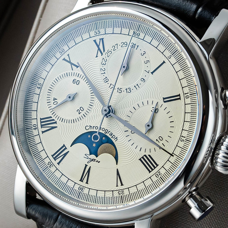 Sugess Men Watch ST1908 Swanne - Moonphase Complication Watch 评论和价格