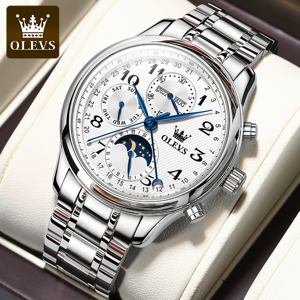 OLEVS 6667 Luxury Original Men - Moonphase Complication Watch 评论和价格