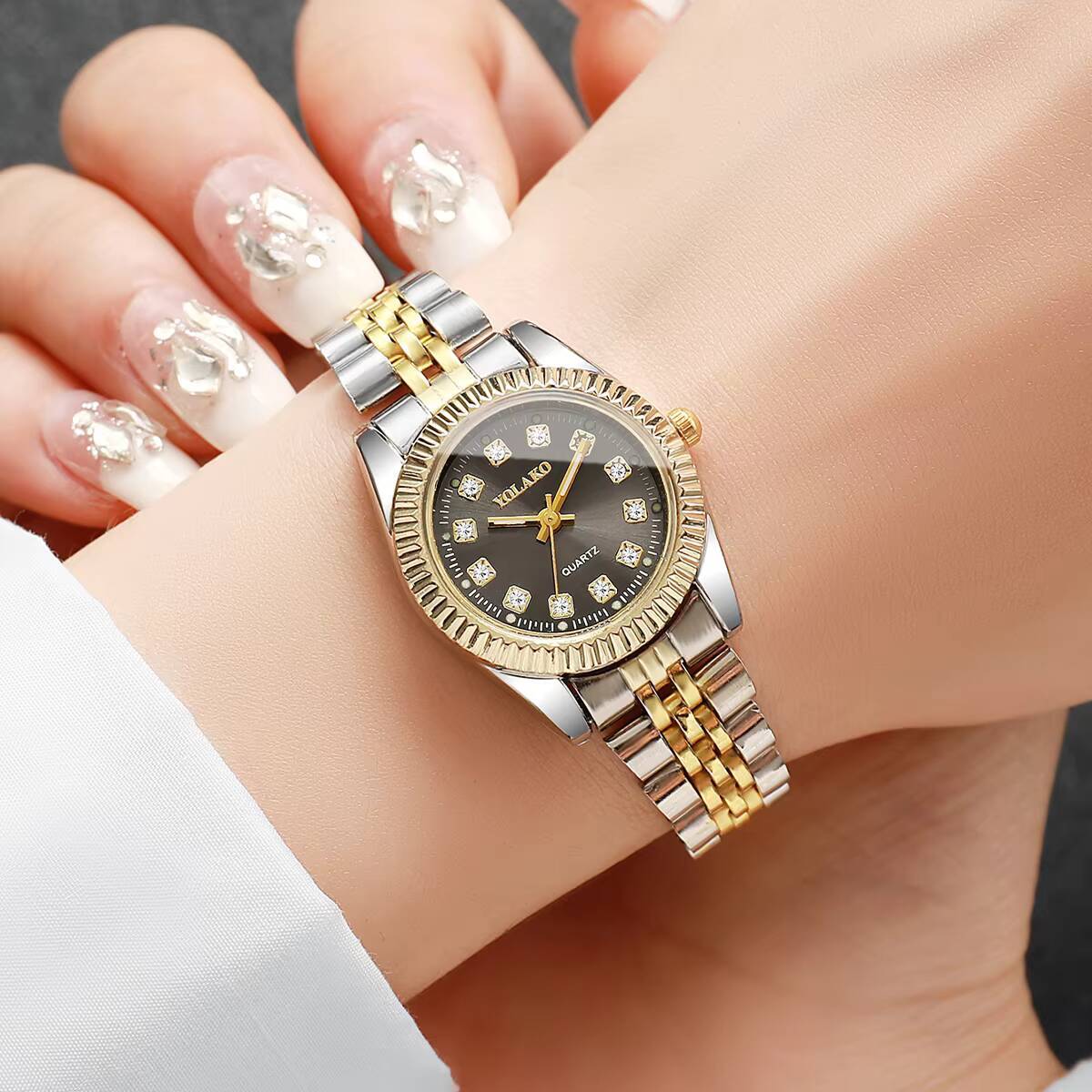 Fashion Rhinestone Women Quart - Luxury Watch Case Travel 评论和价格