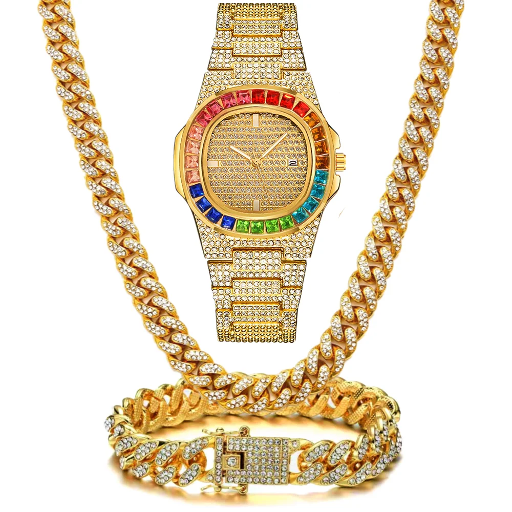 3pcs Watch+Necklace+Bracelet L - Luxury Watch Miami 评论和价格