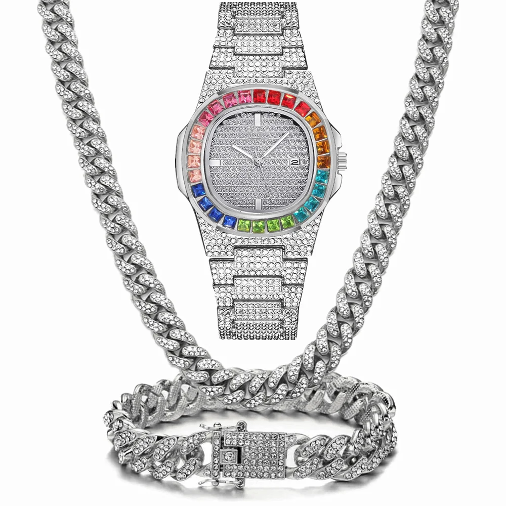 3pcs Watch+Necklace+Bracelet L - Luxury Watch Miami 评论和价格