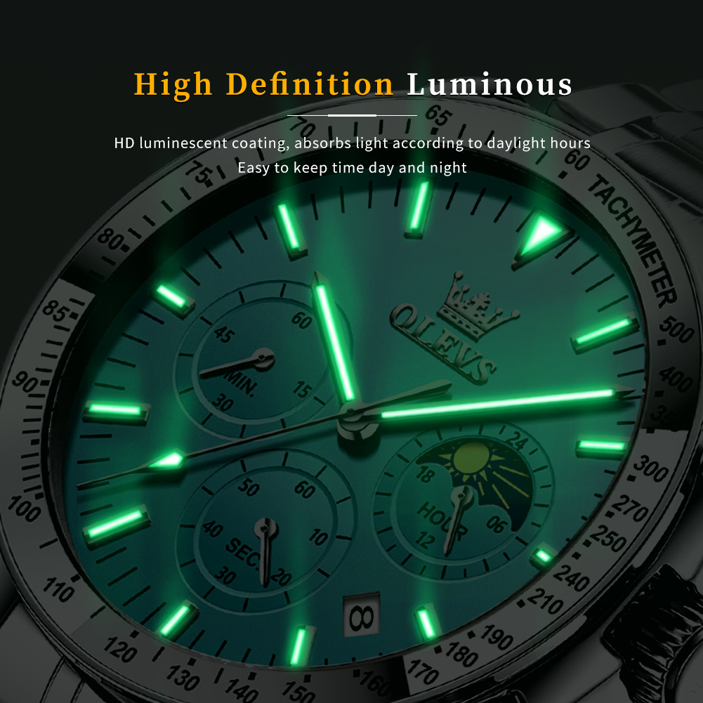 OLEVS 3618 Men Watch Classic L - Moonphase Complication Watch 评论和价格
